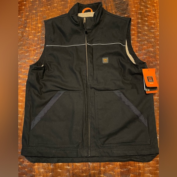 WALLS Men's Black COLEMAN Duck Sherpa Lined Full Zip Work Vest US LARGE - Picture 4 of 11